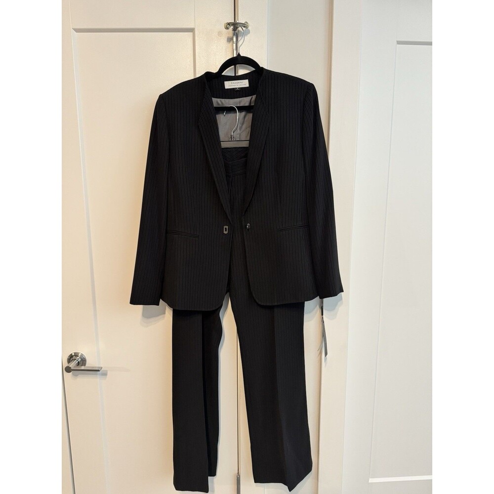 Tahari Levine VINTAGE Troy, Black French Fantasy, Blazer Pants Suit, Sz 14, NEW